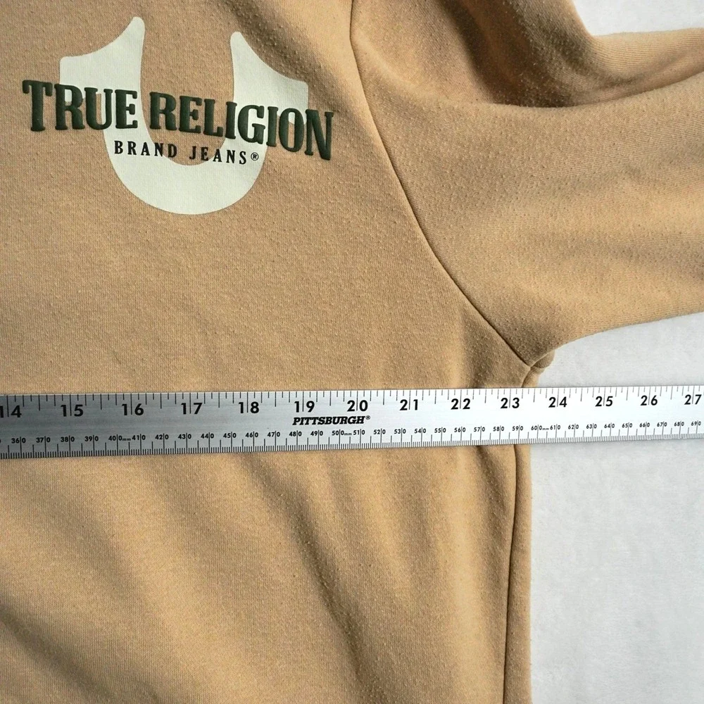 True Religion Mens XL Tan Beige Full Zip Horseshoe Hoodie‎ Sweatshirt 53660-00